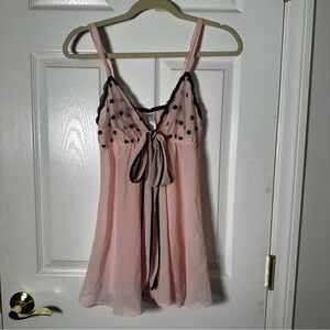 NWOT, never worn, Chic Pink and Black Polka Dot Chemise